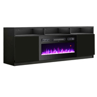 Mueble de TV con Chimenea Eléctrica, Calentador con Temporizador, Color Negro, para Uso en Casa y Hotel, Venta al Por Mayor