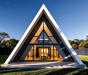 Moderno A-Frame 3 camere da letto <span class=keywords><strong>casa</strong></span> prefabbricata Australia mercato <span class=keywords><strong>modello</strong></span> specifico con cucina esterna inclusa struttura in acciaio edifici - Product Image 4
