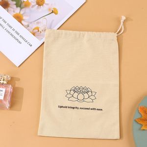 Sac à poussière en toile beige personnalisé avec cordon de serrage, pochette de rangement pour articles de temple, logo sérigraphié, vente en gros, MOQ 200 pièces, directement de l'usine - Product Image 3