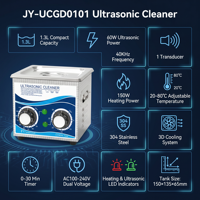 Nettoyeur à ultrasons 40 kHz pour bijoux et prothèses dentaires 1,3 L, en acier inoxydable, avec minuterie mécanique et fonction de chauffage, petite machine de nettoyage à ultrasons