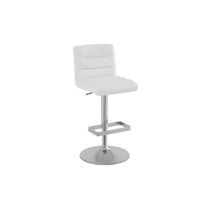 Sgabello da Bar Moderno Bianco con Base in Cromo Stabile, Seduta Imbottita in Pelle PU, Girevole a 360° e Altezza Regolabile - Product Image 4