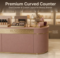 Stand modulaire en bois rose 10x20 pour cosmétiques, stand personnalisé Cosmoprof Amérique du Nord avec bandes LED flexibles à luminosité 3000k