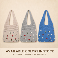 Sac fourre-tout en tricot floral, petit motif floral ajouré, sac à bandoulière pour femme, idéal pour l'été, shopping, logo personnalisé, vente en gros, OEM