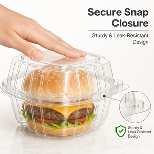 Caja de Plástico Transparente para Hamburguesas, Tipo Concha, con Relieve, para Comida Rápida, Personalizable al por Mayor - Product Image 1