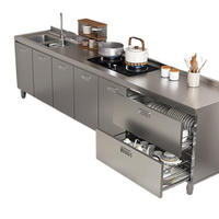 Plan de travail en acier inoxydable avec évier, tiroirs, portes de rangement et trou pour évier, station de lavage pour cuisine professionnelle, restaurant, café, cantine