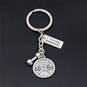 1 pièce Porte-clés de sport tendance en alliage de zinc, avec breloque haltère et haltère lestée, thème fitness, gym, <span class=keywords><strong>Crossfit</strong></span>, force, avec inscription, <span class=keywords><strong>cadeau</strong></span> pour hommes - Product Image 5