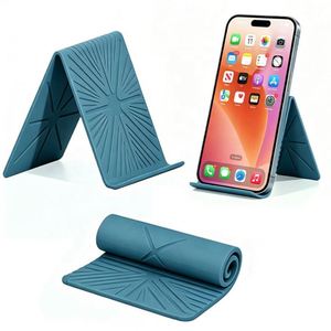 Flexible Silicone Phone Stand Foldable Portable Non-slip Adjustable Desktop <b>Holder</b> for <b>Tablet</b> Cell Phone Blue - Product Image 1