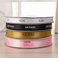 Ruban en satin de polyester avec logo imprimé personnalisé pour l'emballage de cadeaux de mariage et la décoration de gâteaux Chine