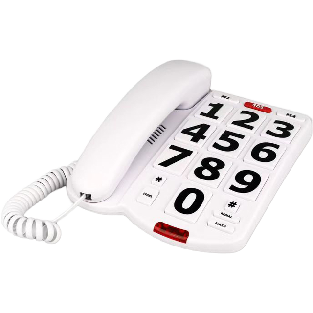 Big Button Corded Telephone with SOS and M1 M2 Speed Dial Adjustable Ringer Volume Landline Phone for Elderly Home Care