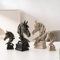 Emblème sculpté en résine écologique en forme de tête de cheval pour la décoration de bureau à domicile - Art animalier de collection Marque LQ Fujian