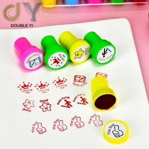 Benutzer definierte selbst färbende runde Plastik Lehrer Stempel Kinderspiel zeug Stempel Sets
