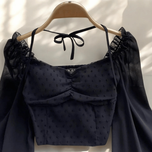 เสื้อผู้หญิงเป็นมิตรกับสิ่งแวดล้อม แขนยาวเปิดไหล่ ทรงปกติ ผ้าฝ้ายผสม ระบายอากาศได้ดี ทออย่างดี ป้องกันการเกิดขุย - Product Image 3