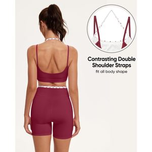 Workout Set For Women 2 Piece Sports Bra And Shorts High Waist Crop <b>Top</b> Gym Outfit <b>Sweat</b> Wicking Spandex Polyester Yoga Wear - Product Image 5