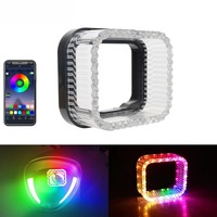 Feux de jour à LED pour voiture avec projecteur 5D en cristal, commande par application, 1,5 pouce, RGB, aluminium, haute luminosité, Angel Eye
