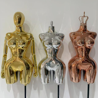 Maniquí de Medio Cuerpo Talla Grande Color Oro Rosa para Mujeres Curvilíneas, Maniquí de Exhibición de Ropa con Glúteos y Pechos Grandes