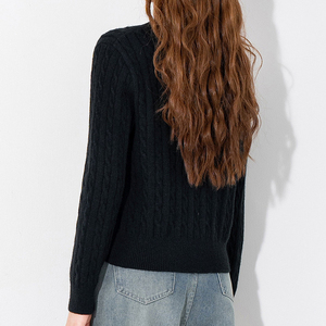 <span class=keywords><strong>Cardigan</strong></span> Corto <span class=keywords><strong>Nero</strong></span> a Maglia Intrecciata per Donna - Top Elegante e Casual per Uso Quotidiano - Product Image 5