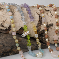 Collier de perles en pierres naturelles arc-en-ciel originales, améthyste, citrine, péridot, perle d'eau douce baroque, fermoir doré, bijoux personnalisés
