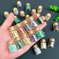Lot de Bouteilles à Vœux en Verre Miniature avec Copeaux de Cristal Naturel et Gravier de Pierres Précieuses pour Décoration d'Intérieur et Cadeau