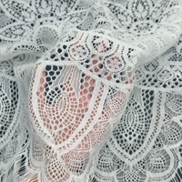 YY Haute Qualité À Grande Échelle Floral 60% Coton 40% Nylon Cils Cordon Blanc Dentelle Tissu pour Femmes Vêtement Robe De Soirée