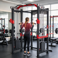 Rack de squat robuste à six poteaux avec machine à câbles intégrée – Équipement de fitness pour la musculation