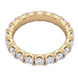 18K 14K Gold Plated Round Brilliant Cut Eternity <b>Band</b> Stackable Lab Diamond <b>Ring</b> IGI Certified 925 Sterling <b>Silver</b> Diamond <b>Ring</b> - Product Image 1