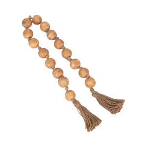 Ghirlanda di perline in legno con nappe, ornamento decorativo in stile bohémien rustico - Product Image 2