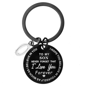 <span class=keywords><strong>Porte</strong></span>-clés européen-américain en acier inoxydable TO MY SON & TO MY DAUGHTER Pendentif circulaire - Product Image 4