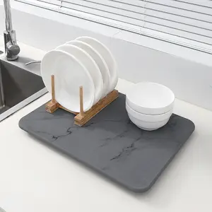 New Eco-Friendly Stone Dish Drying Mats Diatomit Super Absorbent Heat Resistant Dish Drying Mats Stone Dish Drying Mat