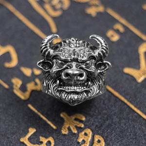 Anillo de Hombre de Aleación Estilo Punk Hip Hop Retro <span class=keywords><strong>Tauren</strong></span> Europeo Americano, Plateado, Ajustable, Diseño Abierto - Product Image 4