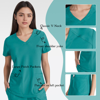 Gepersonaliseerde Kleuren Hartvormige Kraag Medische Kleding Voor Vrouwen Scrub Verpleegsters Uniformen Stretch Ademende Werken Outfits