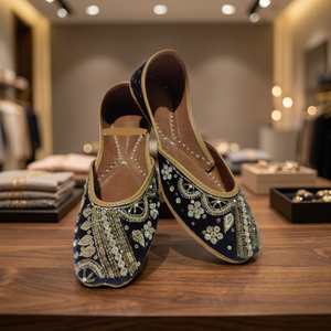 BS INTERNATIONAL DFNA89 Zapatos Tradicionales de Cuero para Niñas, Marca Personalizada, Estilo Indio Rajasthani, Banda Elástica con Logotipo, Tendencia de Moda - Product Image 1