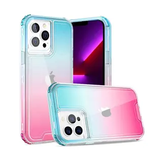 Estojo De Telefone 3 Em 1 4 Corner Drop Protection Gradient Color Case For IPhone 14 Pro Max