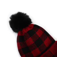 Gorro de Punto Grueso para Mamá e Hija/Hijo, Gorro de Esquí Cálido de Punto, Gorro de Punto con Estampado de Cuadros de Búfalo para Mamá e Hija
