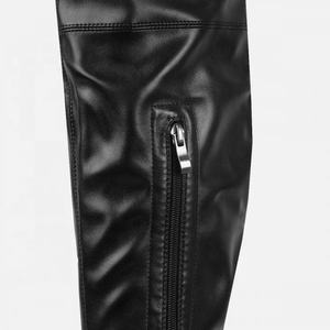 Bottes hautes en similicuir noir à semelle épaisse pour femmes ou dames - Product Image 3