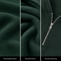 Sweat-shirt personnalisé en molleton épais pour homme, à demi-zip, épaules tombantes, poche kangourou, coupe oversize, vert, style streetwear