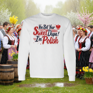 Camiseta de manga larga You Bet Your Sweet Dupa I'm Polish, unisex, con cuello redondo, para adultos, para reuniones familiares - Product Image 3