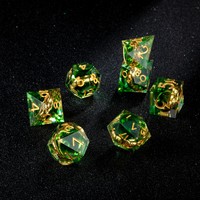 Ensemble de dés polyédriques personnalisables en résine pour RPG, avec paillettes noires et bleues, adapté pour Donjons & Dragons