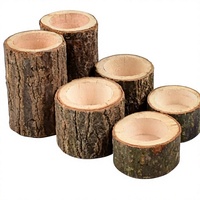 Harga Grosir Tempat Lilin Kayu Alami dengan Alur, Kerajinan Pot Bunga Kayu dengan Kulit Pohon untuk Menanam Tanaman Dekorasi Rumah.