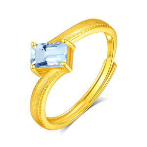 Bague réglable en pierre naturelle sablée de haute qualité 4*6mm, en argent 925 plaqué or, anti-ternissement, bijoux fins pour femmes - Product Image 1