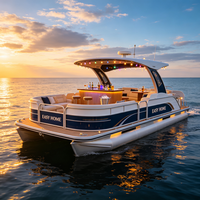 Bateau Tritoon en aluminium de 24 pieds pour 12 personnes, idéal pour la croisière, les fêtes et la pêche, avec moteur hors-bord électrique en option, certifié CE