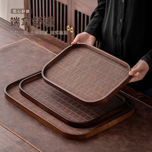 Plateau en bois naturel, assiette à pâtisserie de style japonais pour la maison, assiette à raviolis de qualité alimentaire, plateau de rangement, plateau rectangulaire pour aliments cuits - Product Image 4