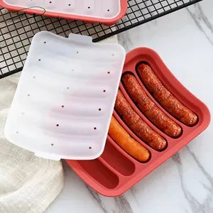 6腔热狗硅胶香肠制造商Diy手工汉堡锅食品级硅胶香肠模具
