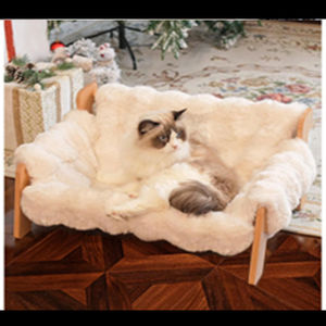 Cama Elevada para Gatos, con Funda Lavable Extraíble y Suave, Sofá para Gatos - Blanco |   Estructura de Madera Maciza - Product Image 2