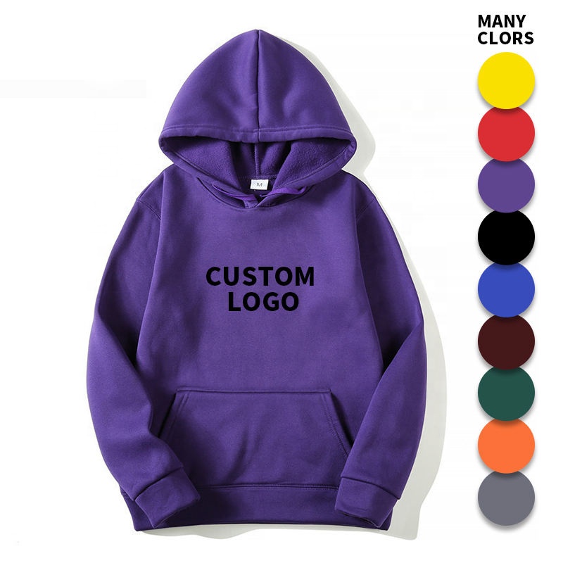 Autumn and winter heavyweight hoodies customized printed plush and thickened solid color men's fashion brand customized