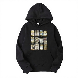 Sudadera con Capucha Negra Unisex con Diseño de Estampado de Jarras, Corte Regular Informal, Tejido de Algodón, Logotipo Frontal, Ropa de Otoño - Product Image 3