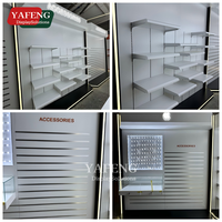 Vitrine de magasin mobile en MDF avec éclairage LED, présentoirs écologiques pour téléphones portables et ordinateurs portables