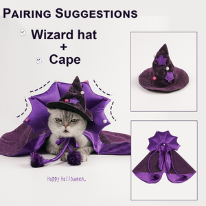 Costume di Halloween cappello con mantello con stampa a forma di mago del gatto divertente cappello con cappuccio Cosplay primavera estate Festival <span class=keywords><strong>vestito</strong></span> da festa cucciolo di gattino - Product Image 5