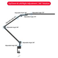 Lampe de bureau LED 95 CRI, design métallique pliable, double source lumineuse, luminosité/capteur de couleur réglables, adaptée pour l'étude et le bureau
