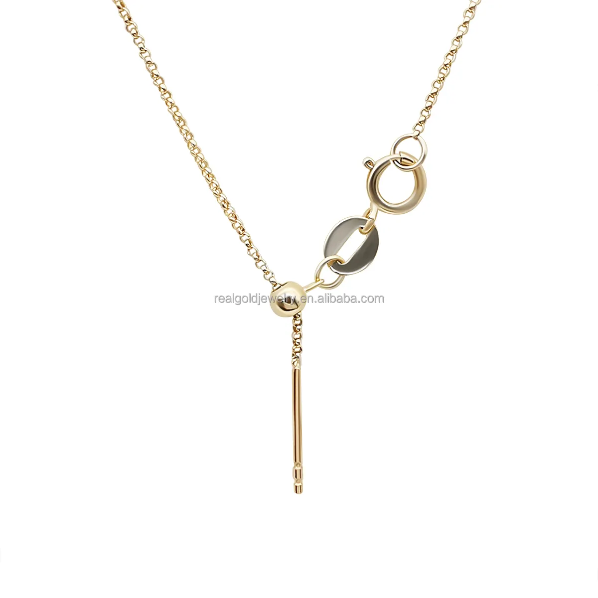 Collar de oro puro de 14 quilates minimalista para mujer, cadena de oro auténtico de 14K