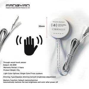 Interrupteur à détecteur de mouvement tactile 12-24v 5A, caché sous le <span class=keywords><strong>bois</strong></span>, interrupteur variateur en ligne pour éclairage LED de meubles de cuisine - Product Image 4